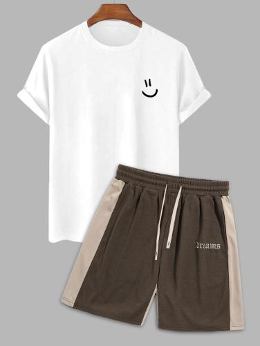 Smiley Printed Short Sleeves T Shirt And Shorts Set