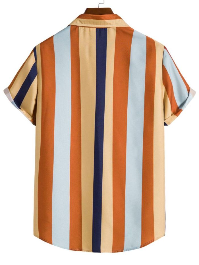 Striped Short Sleeves Shirt And Shorts Set