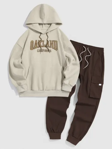 Hoodie With Pocket Cargo Pants Set