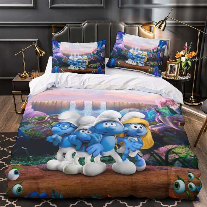 The Smurfs Bedding Set Quilt Duvet Cover Without Filler