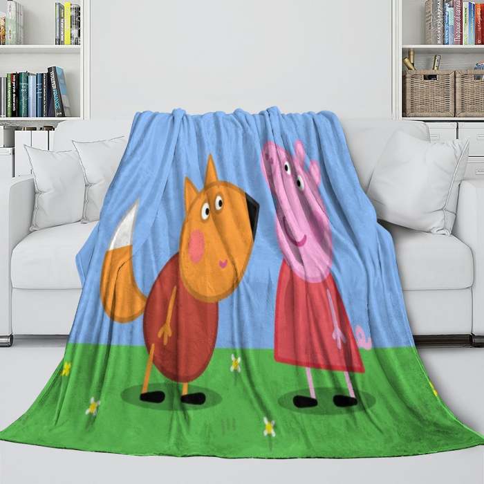 Peppa Pig Freddie Fox Blanket Pattern Flannel Throw Room Decoration