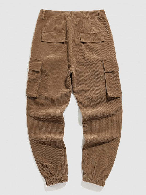 Double Pockets Design Jacket And Corduroy Pants Set