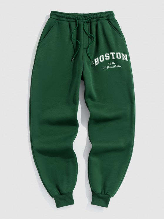 Letter Pattern Zip Design Sweatshirt And Jogger Sweatpants Set