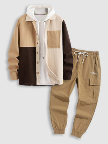 Front Pocket Jacket With Jogger Cargo Pants Set