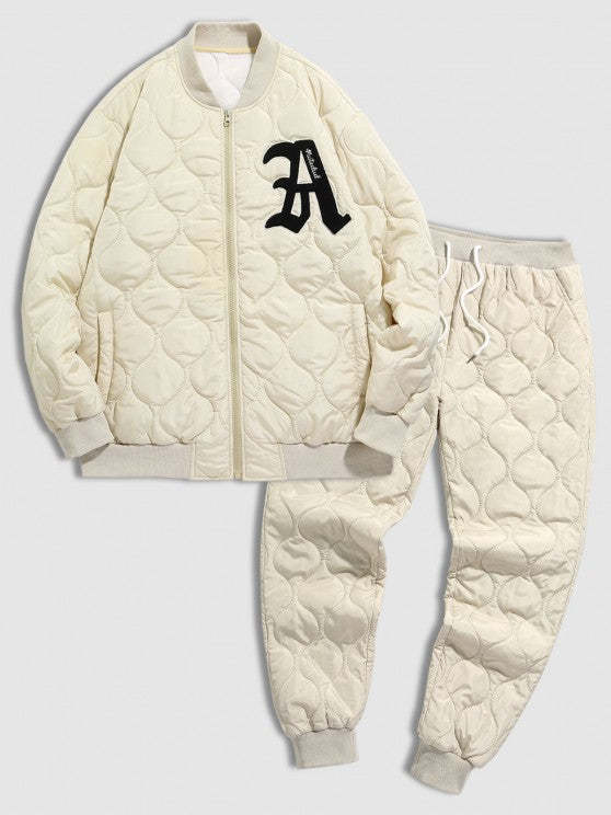 Zipper Baseball Jacket And Pants Set