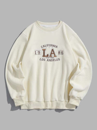 Letter Printed Sweatshirt With Sweatpants Set