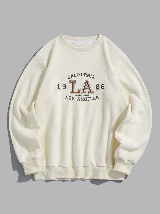 Letter Printed Sweatshirt With Sweatpants Set