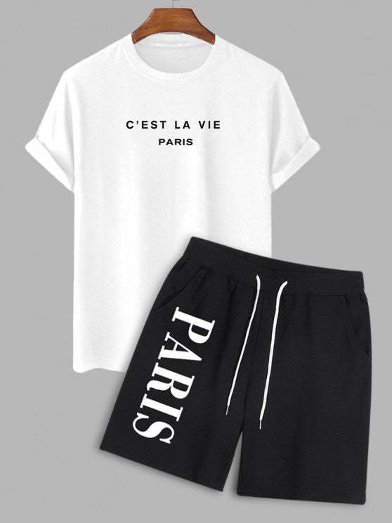 Casual Text Printed T Shirt And Shorts