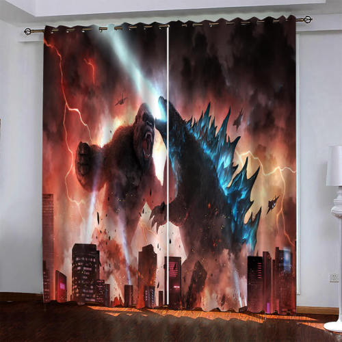 Godzilla Curtains Pattern Blackout Window Drapes