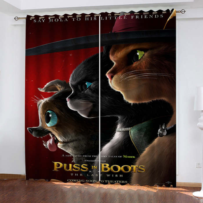 Puss In Boots The Last Wish Curtains Pattern Blackout Window Drapes