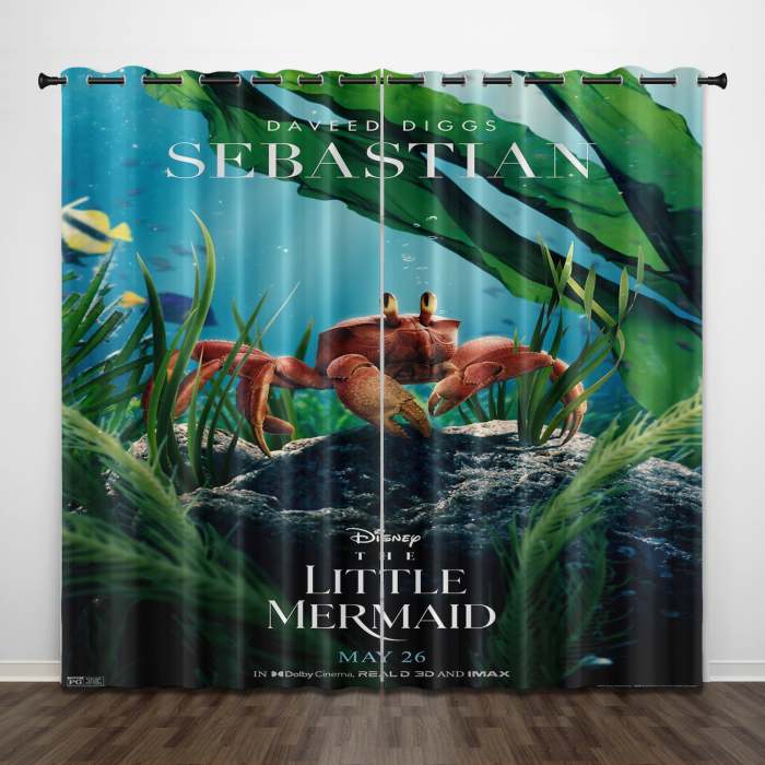 Movie The Little Mermaid Curtains Pattern Blackout Window Drapes