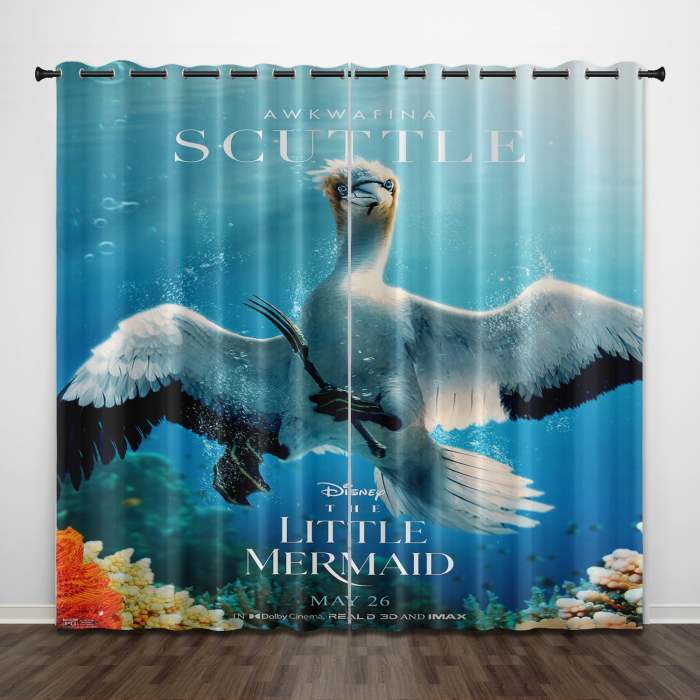 Movie The Little Mermaid Curtains Pattern Blackout Window Drapes