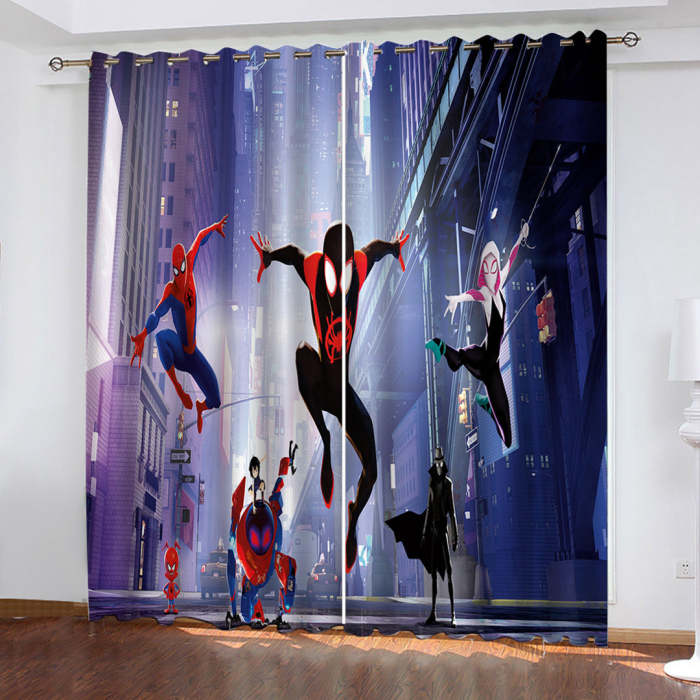 Spider-Man Into The Spider-Verse Curtains Pattern Blackout Window Drapes