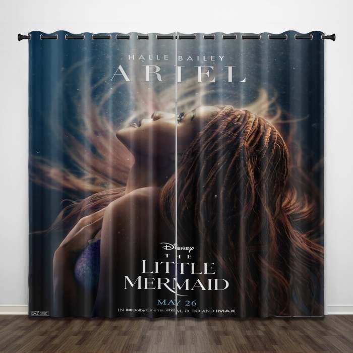The Little Mermaid Curtains Pattern Blackout Window Drapes