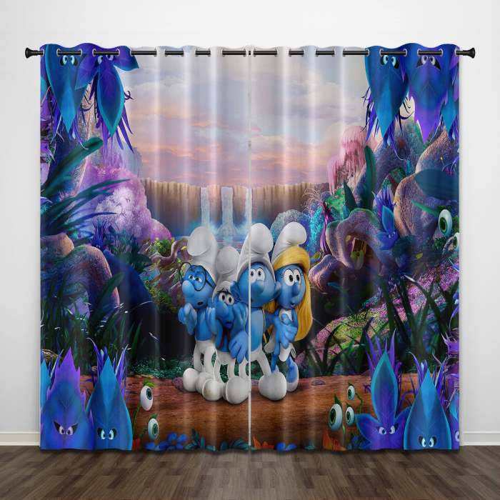 The Smurfs Curtains Pattern Blackout Window Drapes