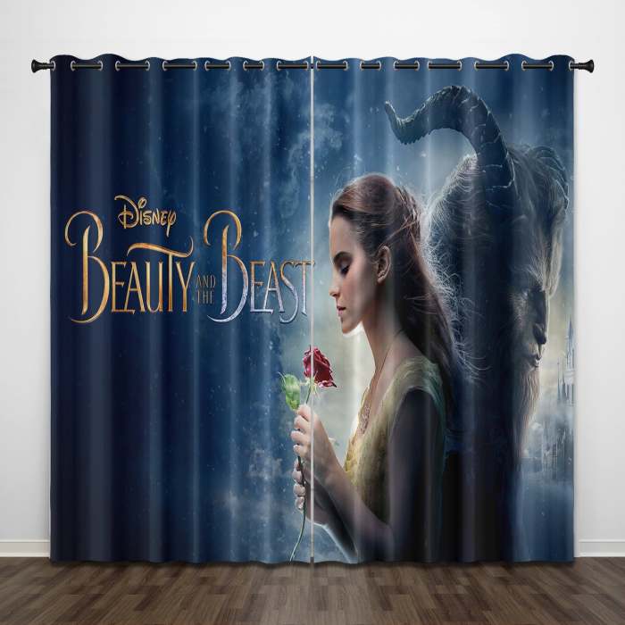 Beauty And The Beast Curtains Pattern Blackout Window Drapes