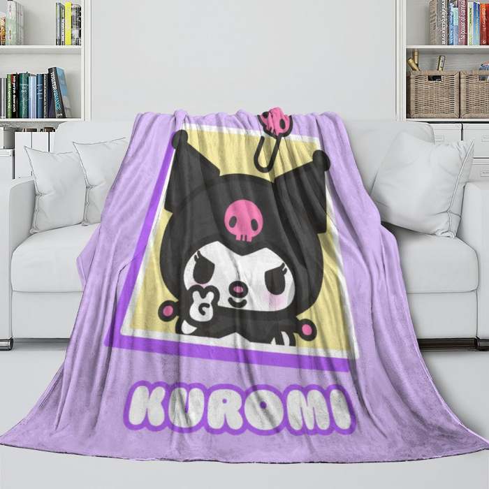 Kuromi Blanket Flannel Fleece Pattern Throw Room Decoration
