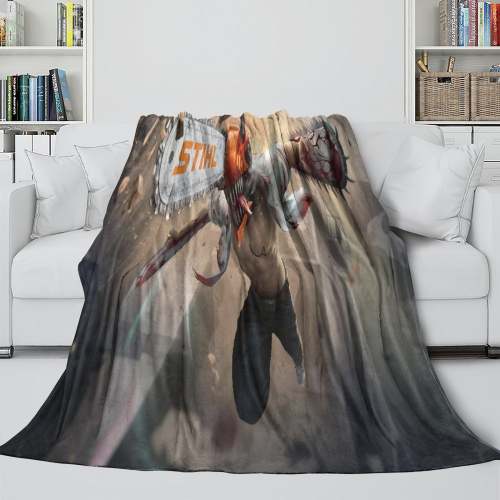 Chainsaw Man Blanket Flannel Fleece Pattern Throw Room Decoration