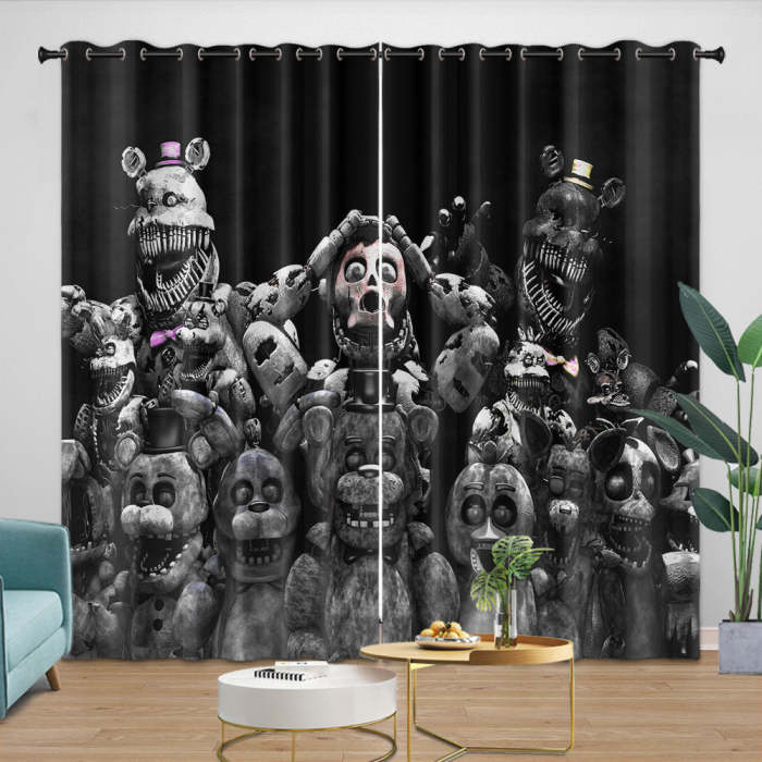 Game Five Nights At Freddys Curtains Pattern Blackout Window Drapes