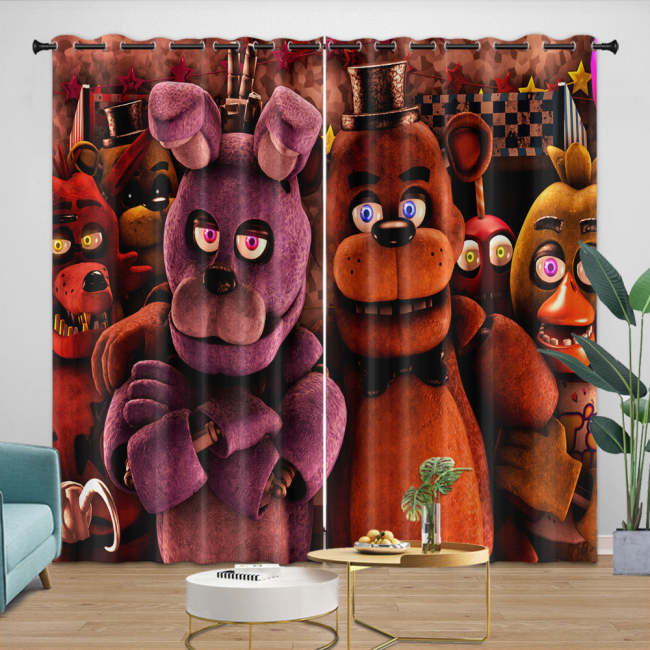 Game Five Nights At Freddys Curtains Pattern Blackout Window Drapes