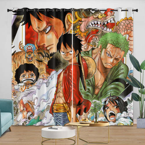 Anime One Piece Curtains Kids Blackout Window Drapes