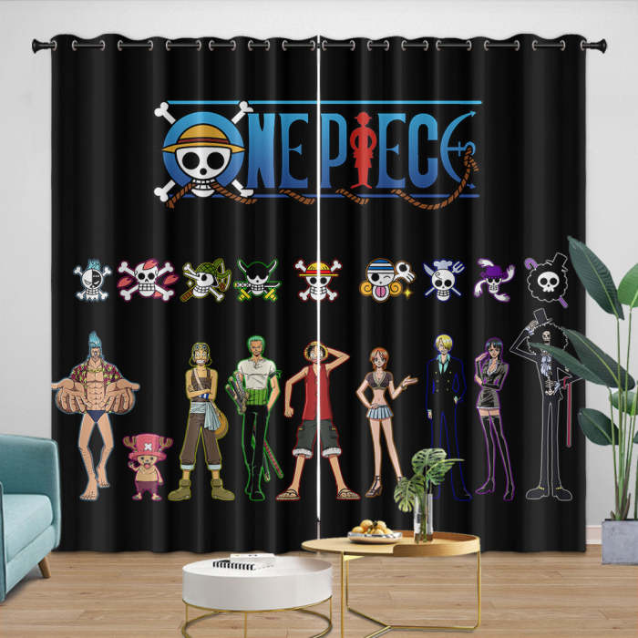Anime One Piece Curtains Pattern Blackout Window Drapes