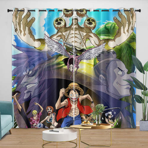 Anime One Piece Curtains Pattern Blackout Window Drapes