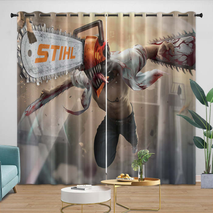 Chainsaw Man Curtains Blackout Window Drapes