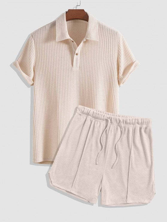 Polo T Shirt And Drawstring Shorts Set