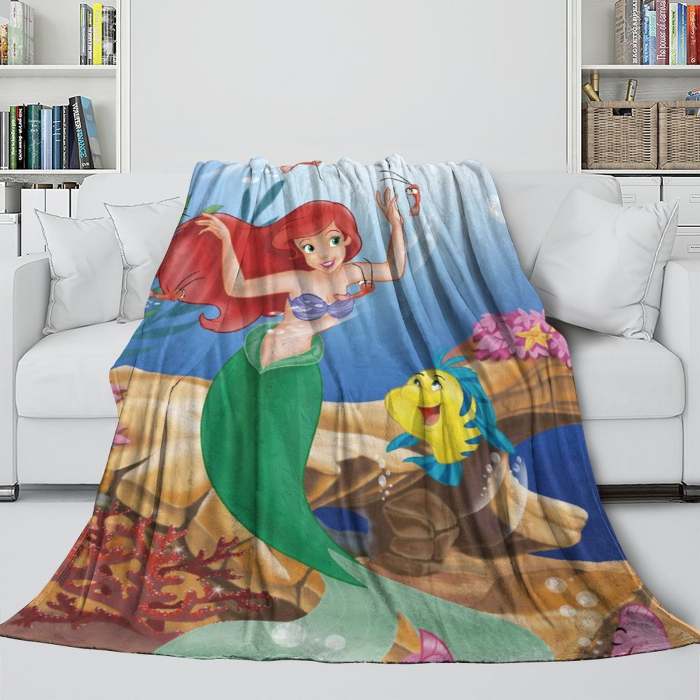 Cartoon The Little Mermaid Blanket Flannel Fleece Throw Room Decoration