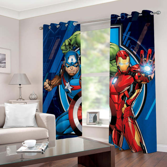 Avengers Curtains Pattern Blackout Window Drapes