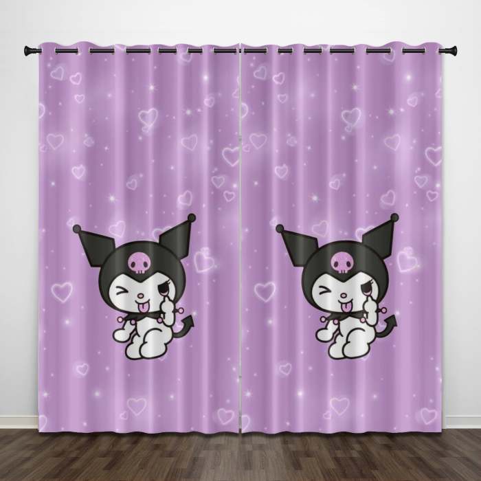 My Melody Kuromi Curtains Pattern Blackout Window Drapes