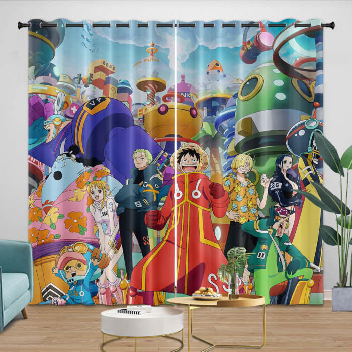 Anime One Piece Curtains Kids Blackout Window Drapes