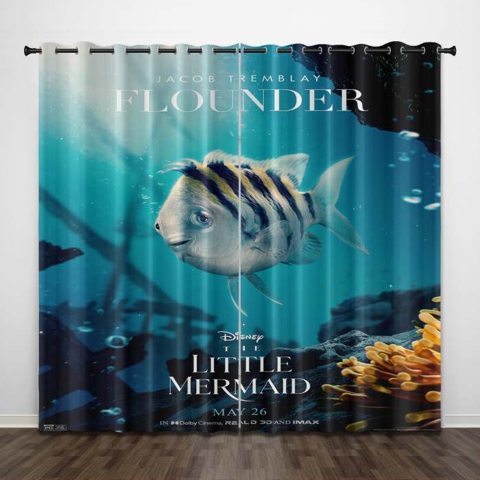 The Little Mermaid Curtains Pattern Blackout Window Drapes