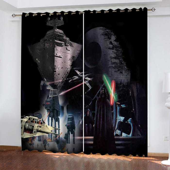 Star Wars Curtains Spaceship Pattern Blackout Window Drapes