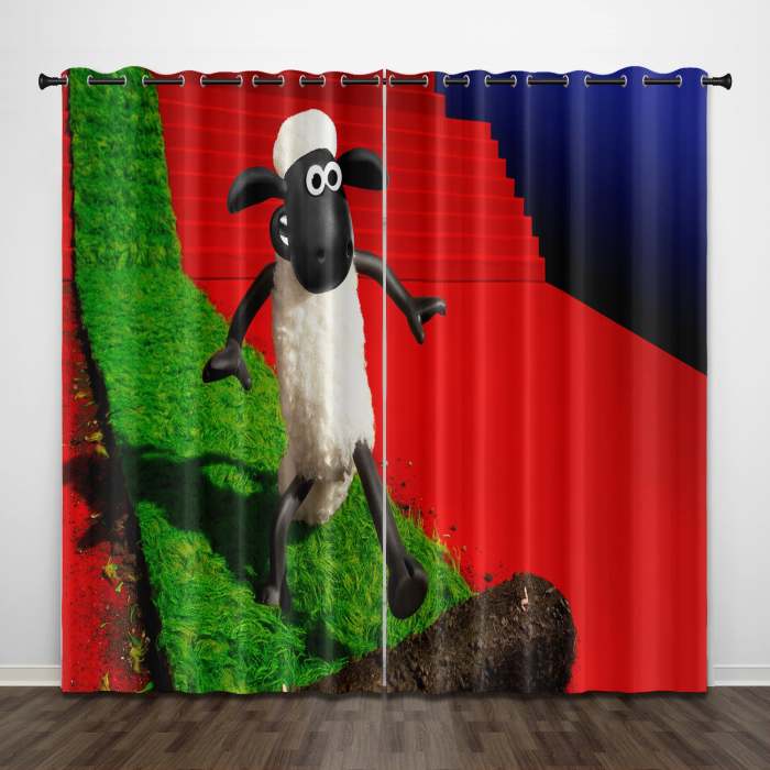 Shaun The Sheep Curtains Pattern Blackout Window Drapes