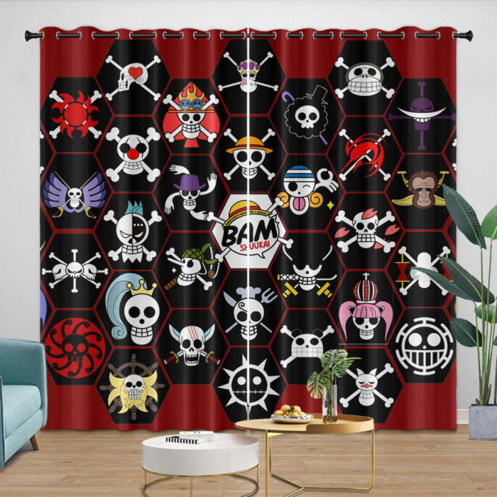 Anime One Piece Curtains Pattern Blackout Window Drapes