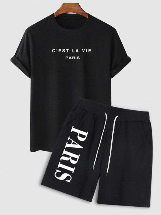 Casual Text Printed T Shirt And Shorts