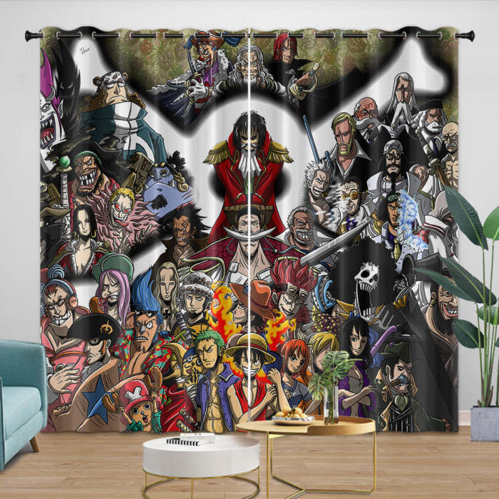 Anime One Piece Curtains Pattern Blackout Window Drapes