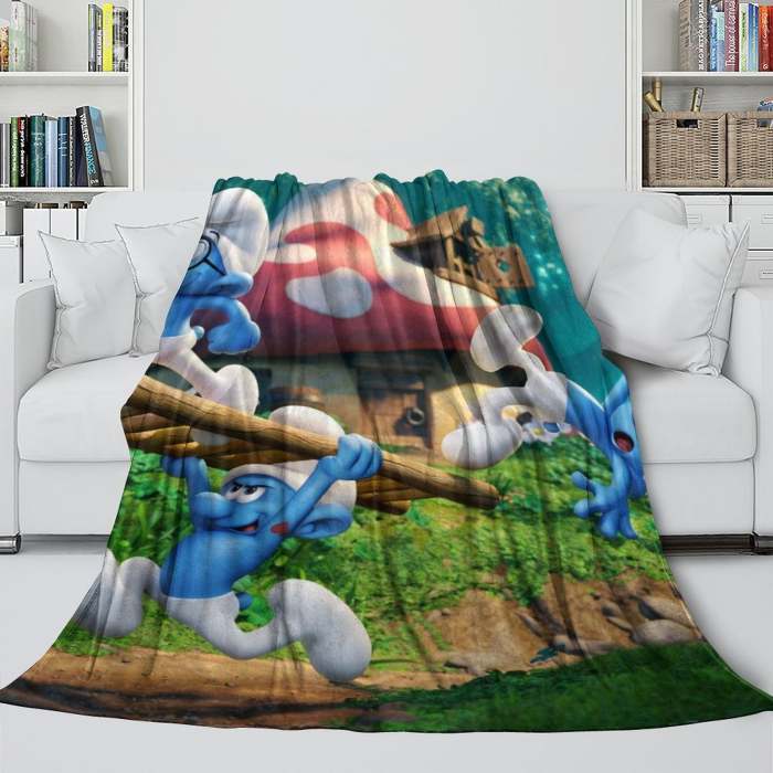 The Smurfs Blanket Flannel Throw Room Decoration