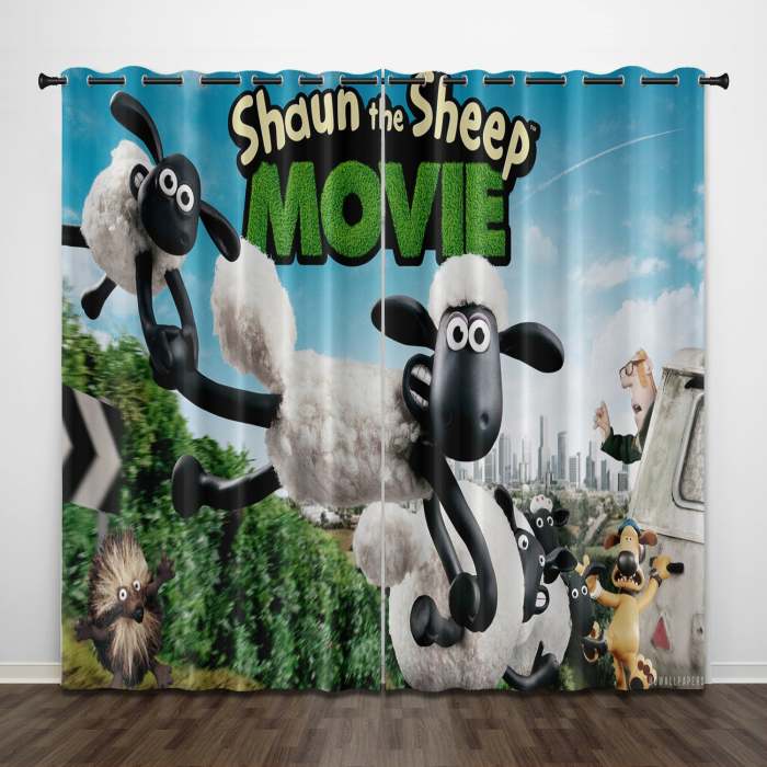 Shaun The Sheep Curtains Pattern Blackout Window Drapes