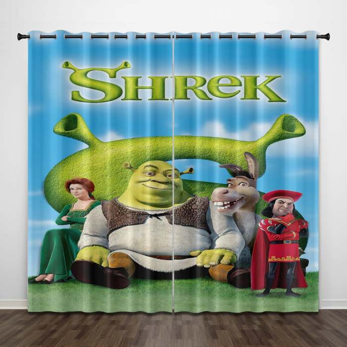Cartoon Shrek 2 Curtains Pattern Blackout Window Drapes