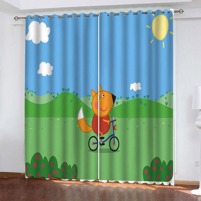 Peppa Pig Freddie Fox Curtains Pattern Blackout Window Drapes