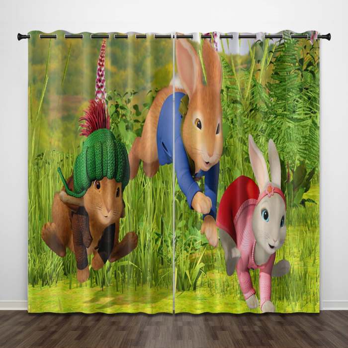 Peter Rabbit Curtains Pattern Blackout Window Drapes