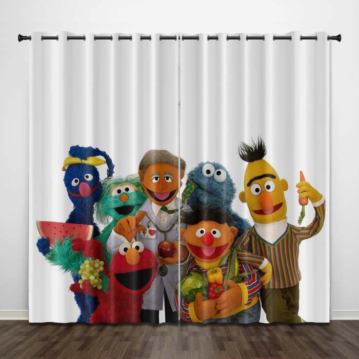 Sesame Street Curtains Pattern Blackout Window Drapes