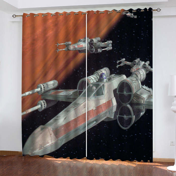 Star Wars Curtains Spaceship Pattern Blackout Window Drapes