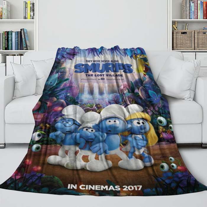 The Smurfs Blanket Flannel Throw Room Decoration