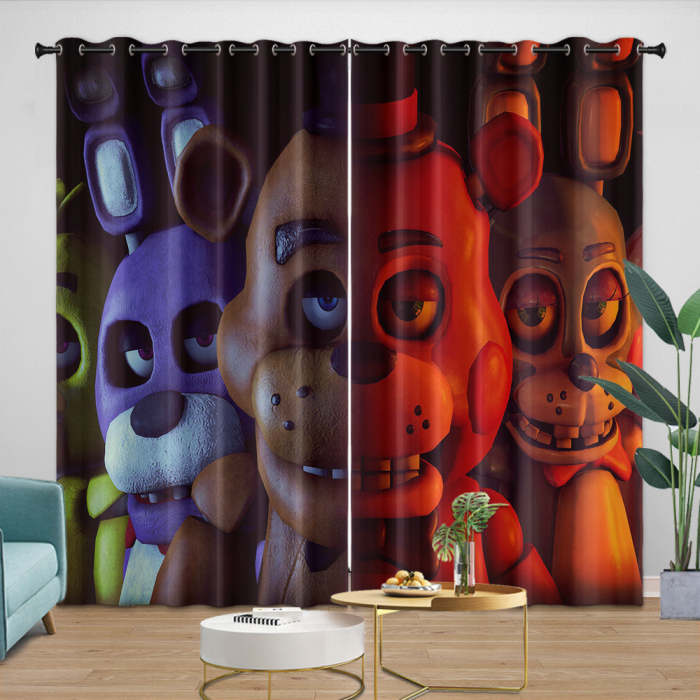 Game Five Nights At Freddys Curtains Pattern Blackout Window Drapes