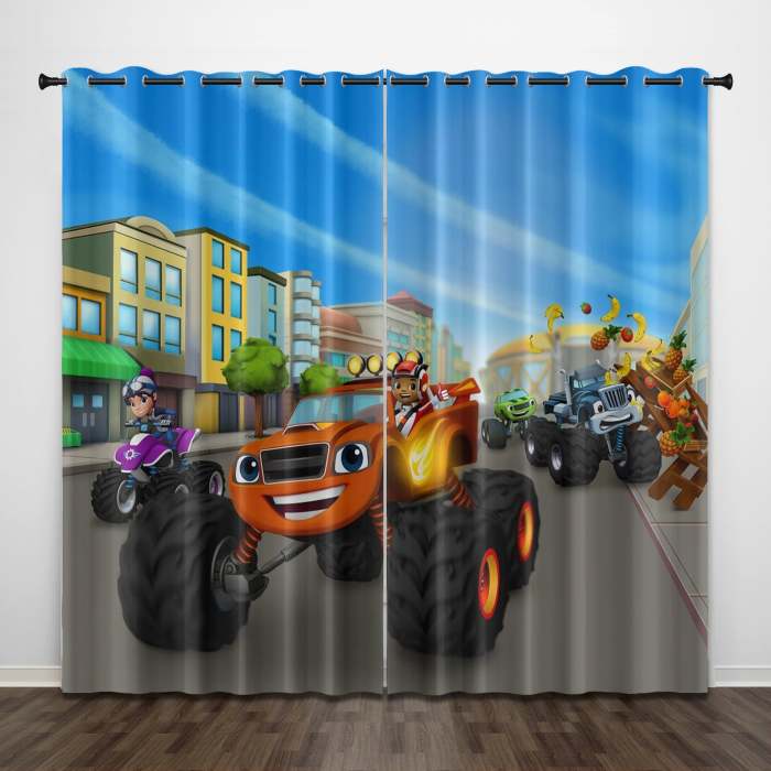Blaze And The Monster Machines Curtains Pattern Blackout Window Drapes