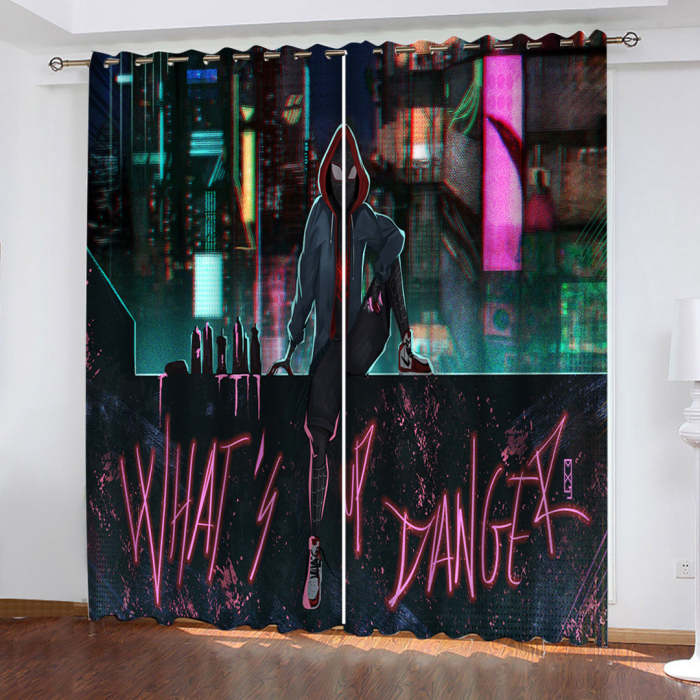 Spider-Man Into The Spider-Verse Curtains Pattern Blackout Window Drapes